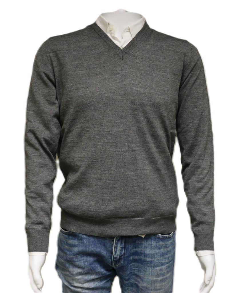 Williams Wilson Grey 100% Wool Suede VNeck Sweater