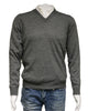 Williams Wilson Grey 100% Wool Suede VNeck Sweater-XL