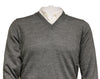 Williams Wilson Grey Pure Wool Suede VNeck Sweater