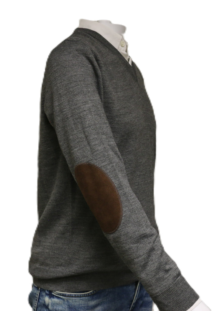 Williams Wilson Grey Pure Wool Suede VNeck Sweater