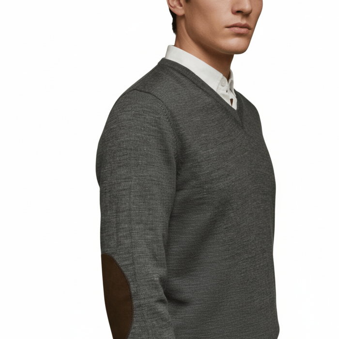 Williams Wilson Grey 100% Wool Suede VNeck Sweater