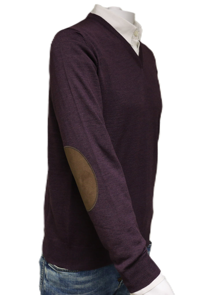 Williams Wilson Purple Pure Wool Suede VNeck Sweater