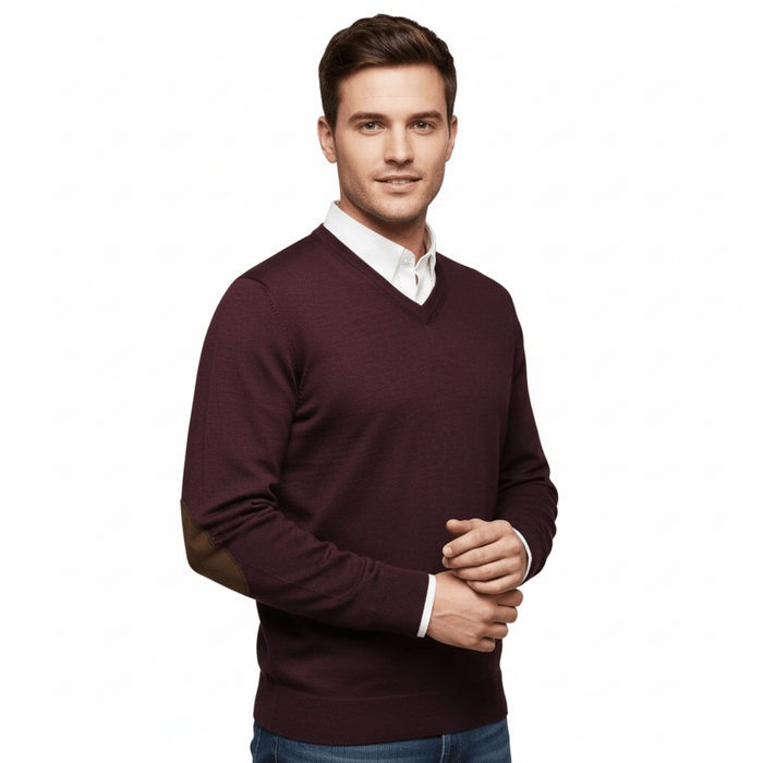 Williams Wilson Purple 100% Wool Suede VNeck Sweater