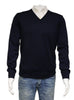 Williams Wilson Navy 100% Wool Suede VNeck Sweater-S