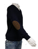 Williams Wilson Navy Pure Wool Suede VNeck Sweater