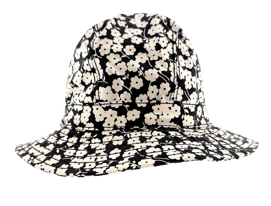 Dolce & Gabbana 100% Silk Black and White Floral Bucket Hat-