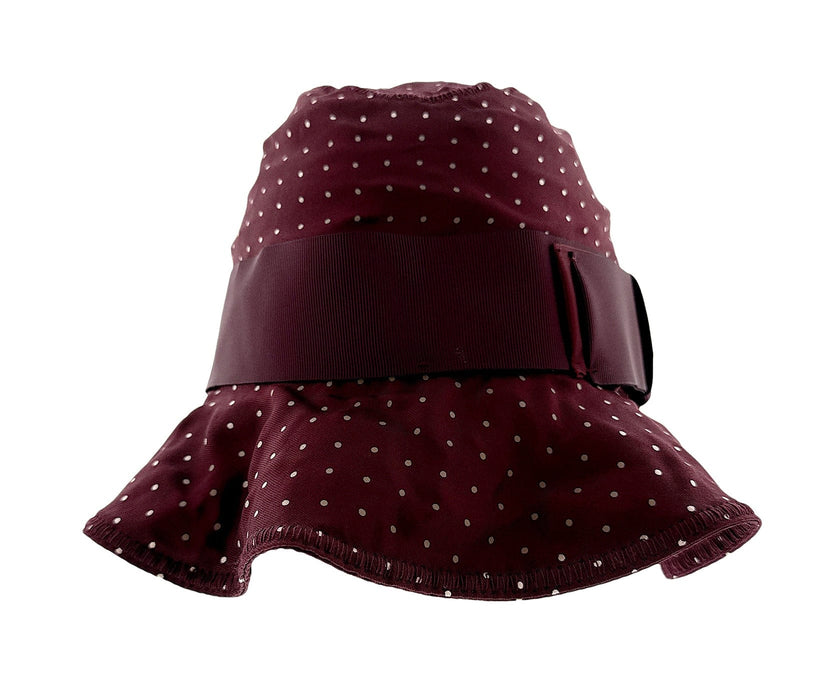 Dolce & Gabbana 100% Silk Burgundy Polka Dot Floppy Hat with Ribbon Band-