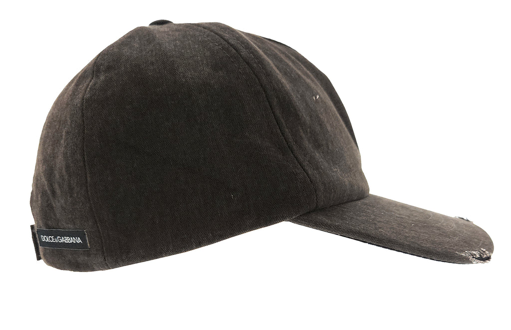 Dolce & Gabbana Black Distressed Baseball Cap