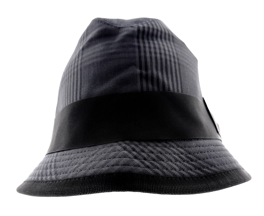 Dolce & Gabbana Cotton Linen Blend Blue Plaid Bucket Hat with Bow Band-