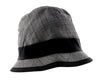 Dolce & Gabbana Virgin Wool Gray Plaid Bucket Hat with Black Ribbon Band-58