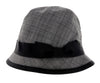 Dolce & Gabbana Virgin Wool Gray Plaid Bucket Hat with Black Ribbon Band