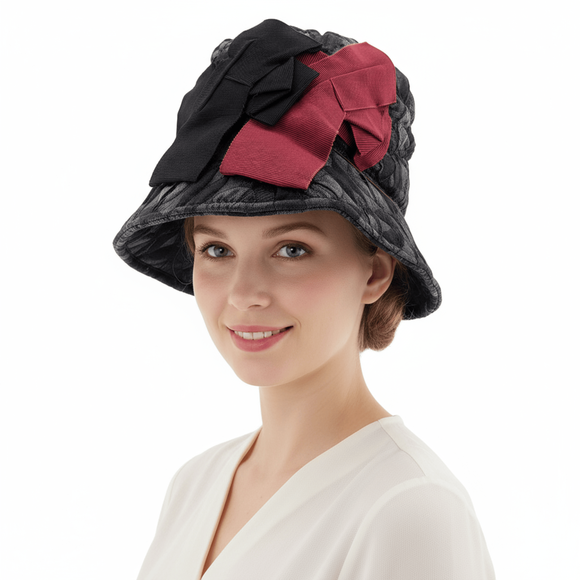 Dolce & Gabbana Multicolor Bow Accent Black Red Bucket Hat 