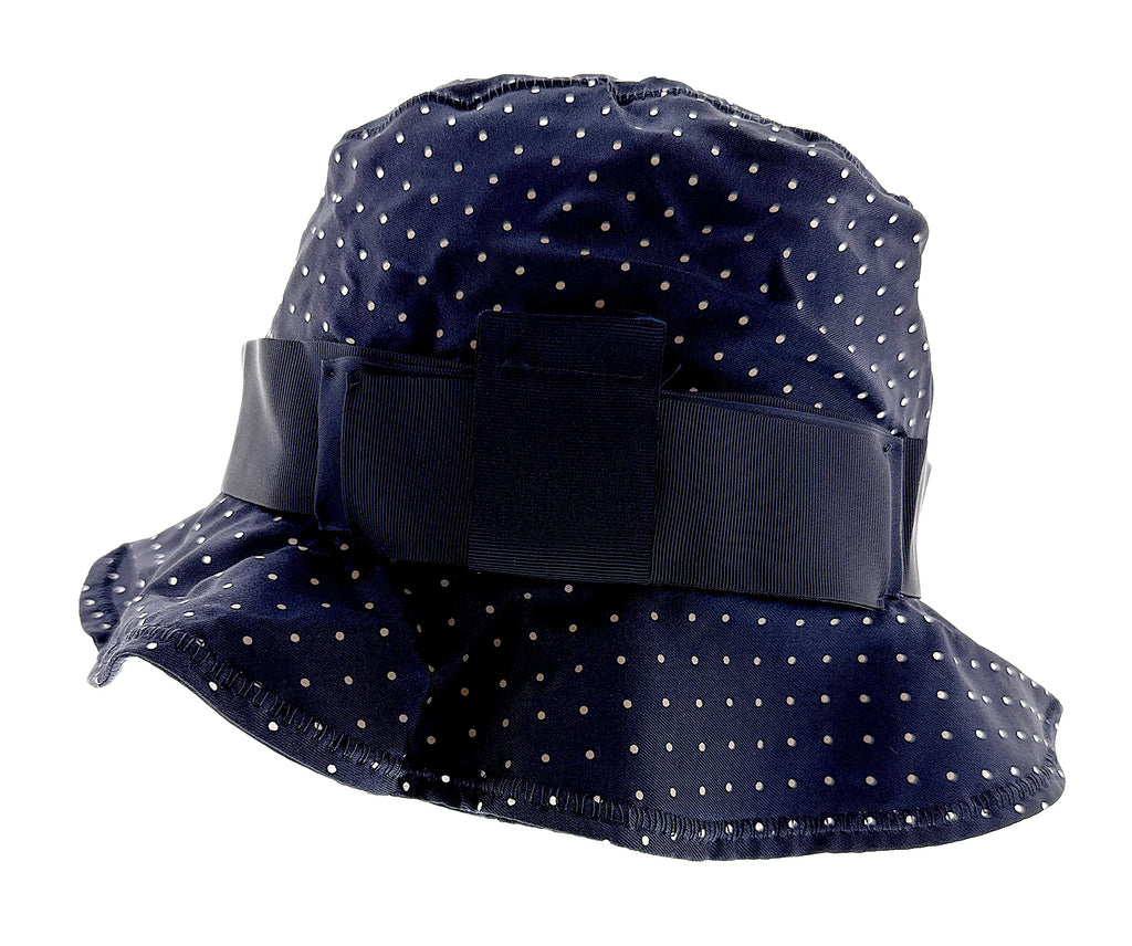 Dolce & Gabbana Pure Silk Black Polka Dot Bucket Hat with Floppy Brim-