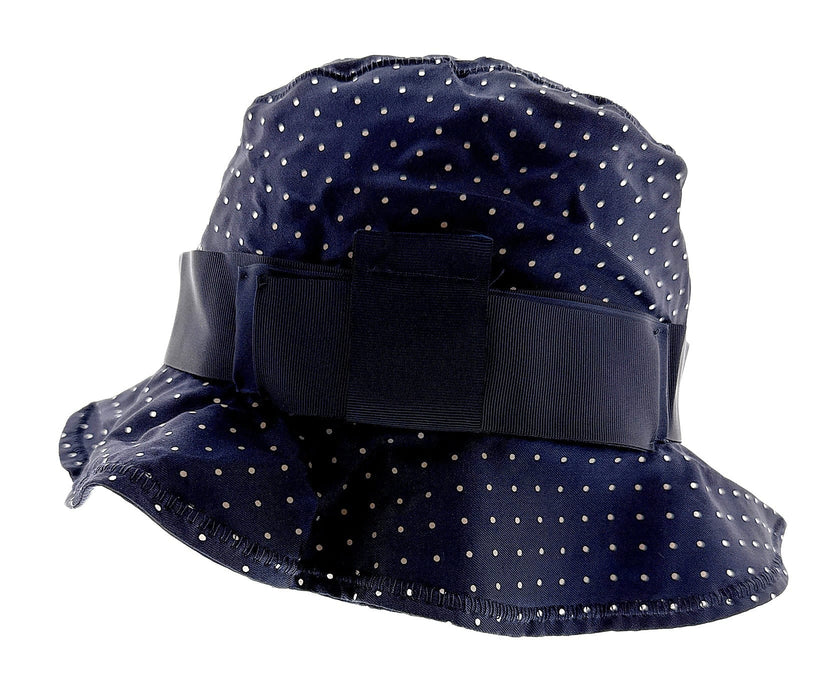 Dolce & Gabbana 100% Silk Black Polka Dot Bucket Hat with Floppy Brim-