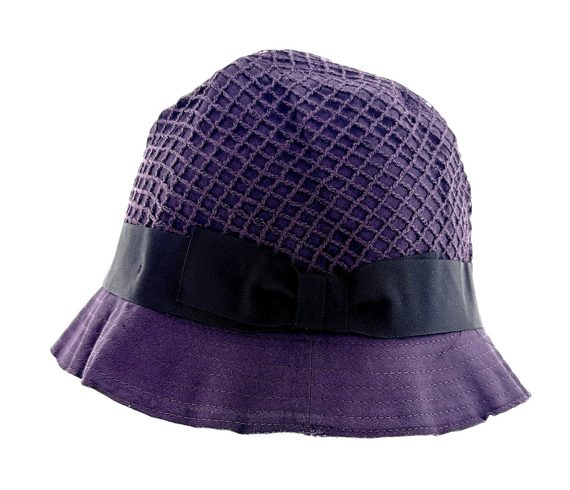 Dolce & Gabbana Texture Purple 100% Cotton Bucket Hat with Bow-