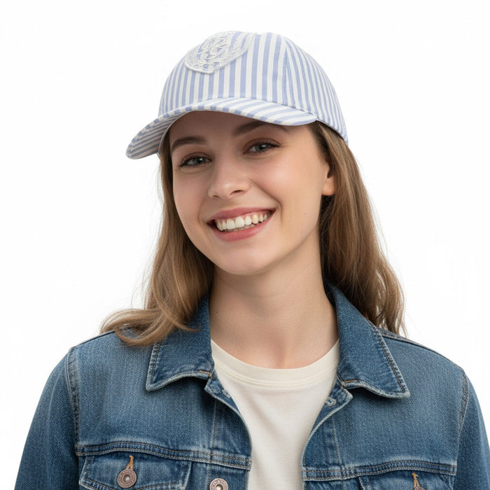 Dolce & Gabbana Blue  White Classic Striped Cap