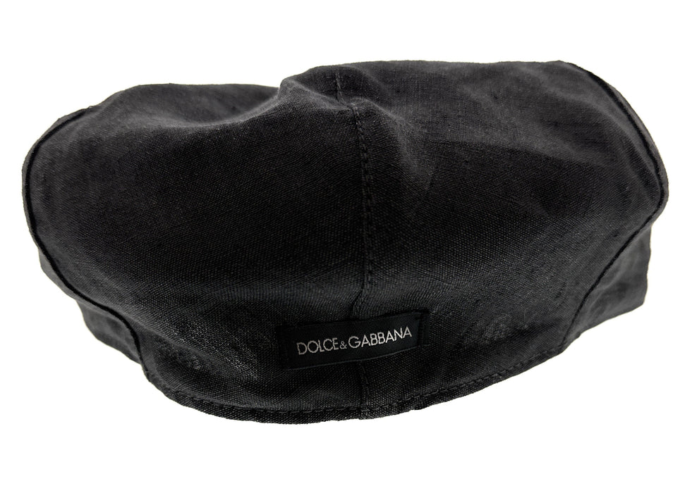 Dolce & Gabbana Men’s Black Pure Linen  Flat Cap