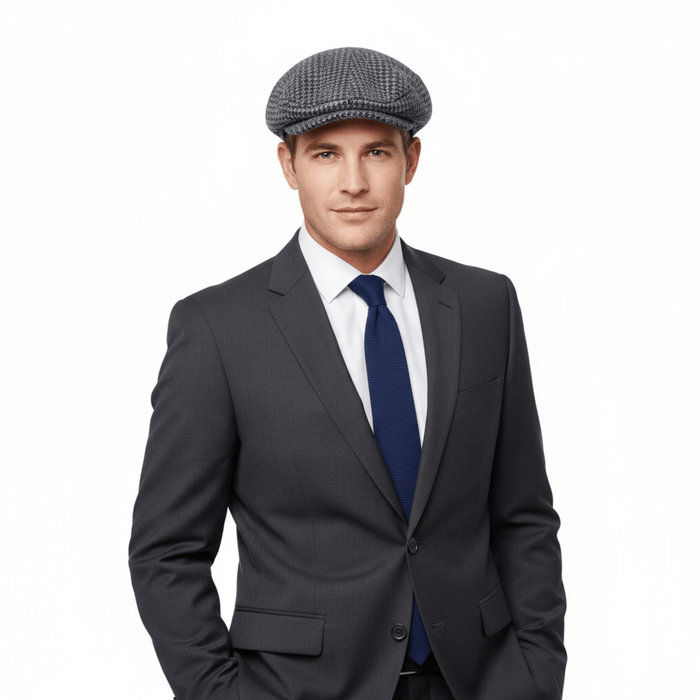Dolce & Gabbana Men’s Grey Herringbone Flat Cap –  Luxury Headwear