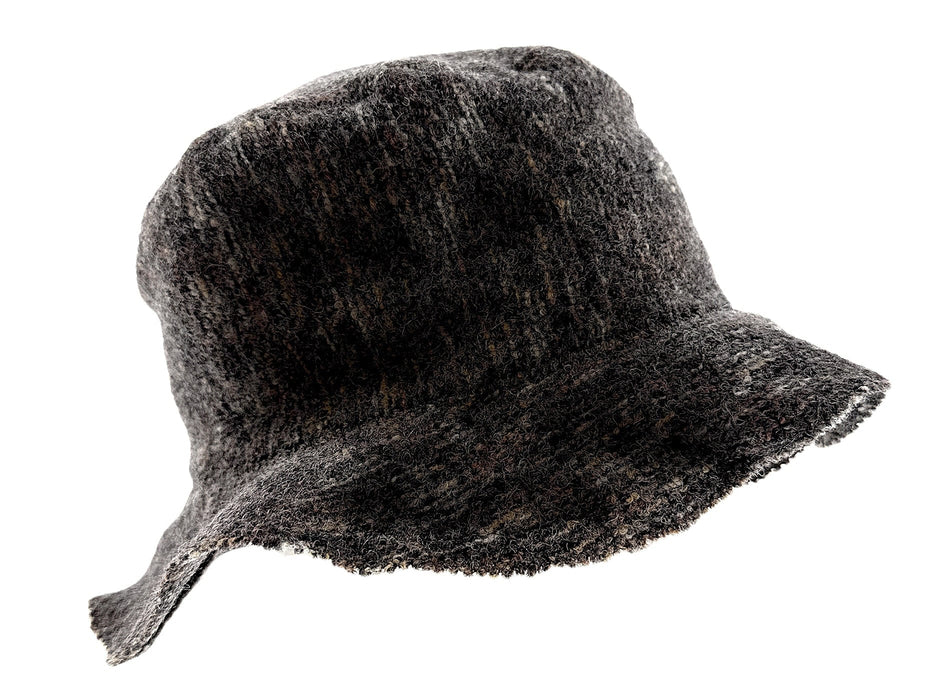 Dolce & Gabbana Grey 100% Virgin Wool Textured Bucket Hat - Premium Winter Hat-