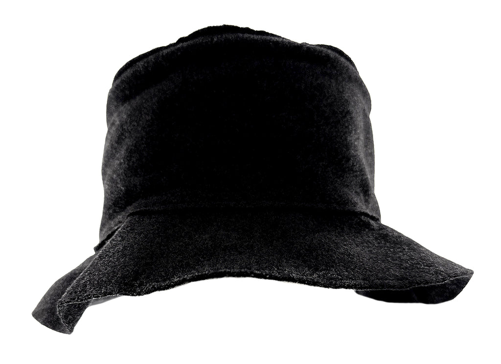 Dolce & Gabbana Virgin Wool Bucket Hat with Leather Logo Patch - Charcoal Grey-