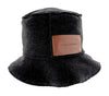 Dolce & Gabbana Virgin Wool Bucket Hat with Leather Logo Patch - Charcoal Grey-