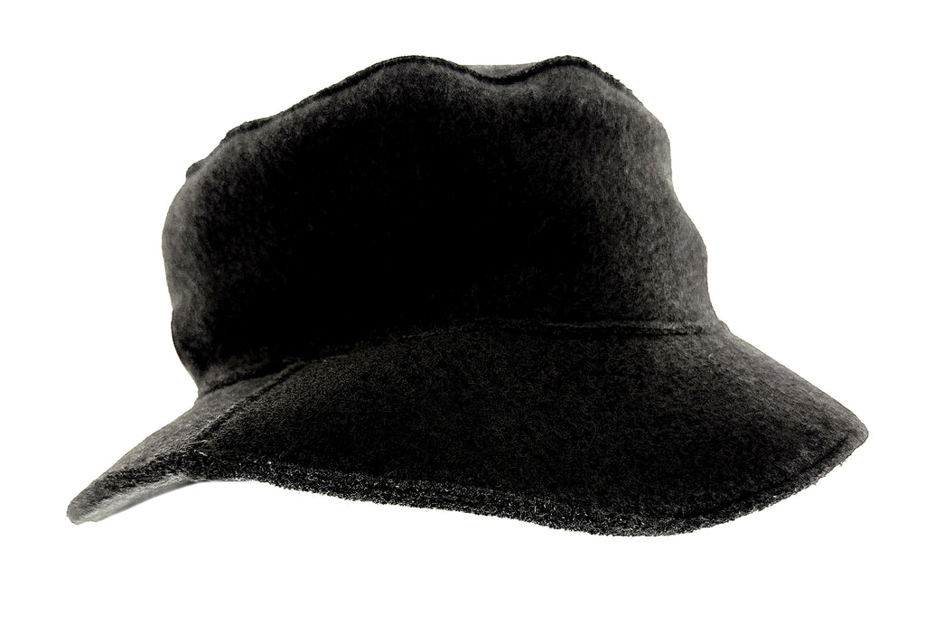 Dolce & Gabbana Virgin Wool Bucket Hat with Leather Logo Patch - Charcoal Grey-