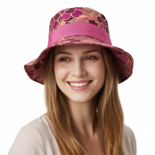 Dolce & Gabbana Pink Elegant Floral Silk Bucket Hat with Grosgrain Bow-