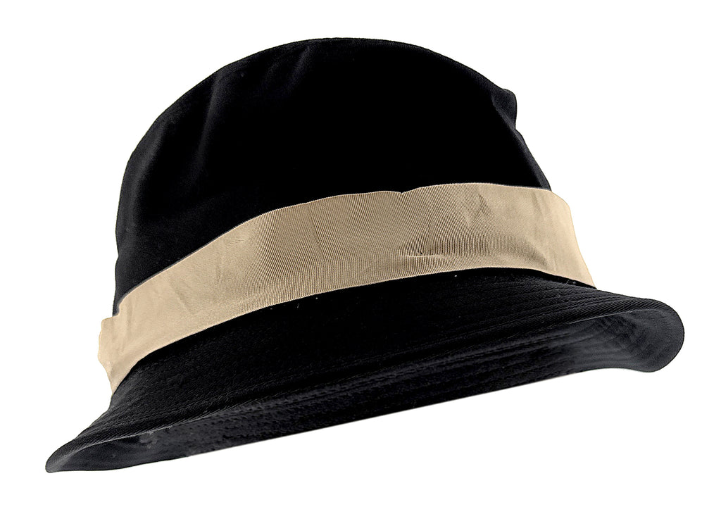 Dolce & Gabbana Black Cotton Bucket Hat with Beige Silk Band-60