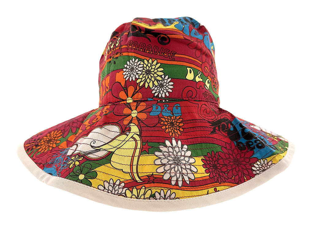 Dolce & Gabbana Women's 70s-Inspired Floral Print Wide Brim Cotton Bucket Hat-S