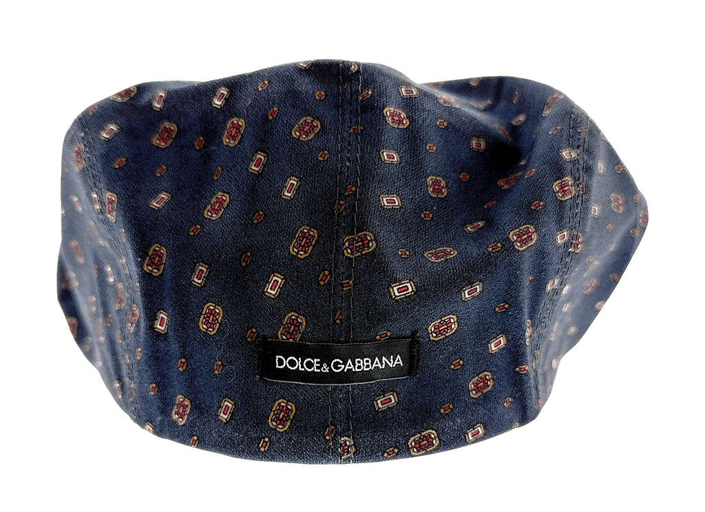 Dolce & Gabbana  Navy Blue Vintage Print Flat Cap-58