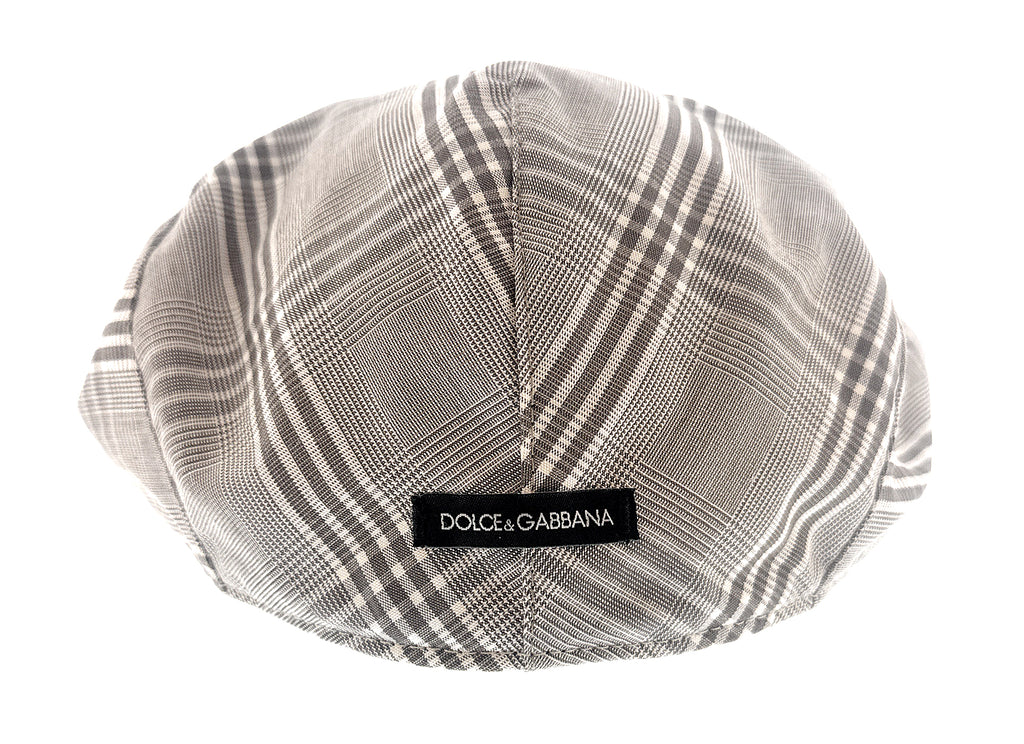 Dolce & Gabbana  Light Grey Plaid Flat Cap-58