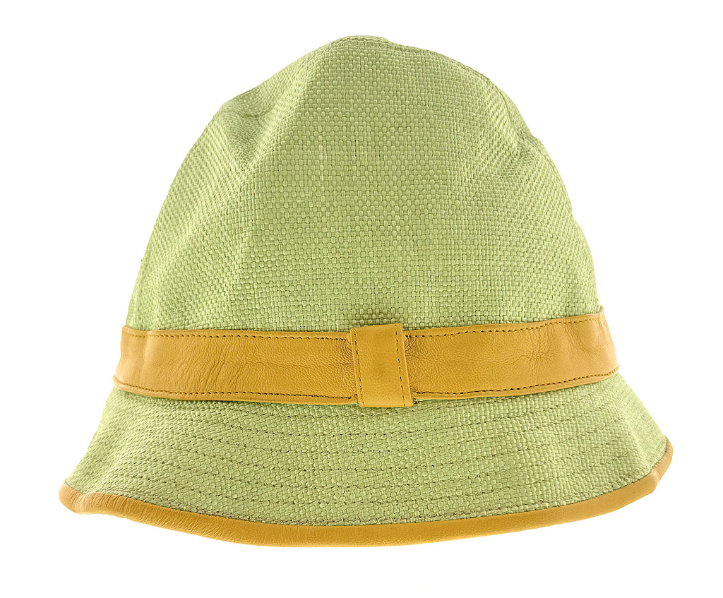 Dolce & Gabbana  Lime Green Textured Bucket Hat with Leather Trim-57