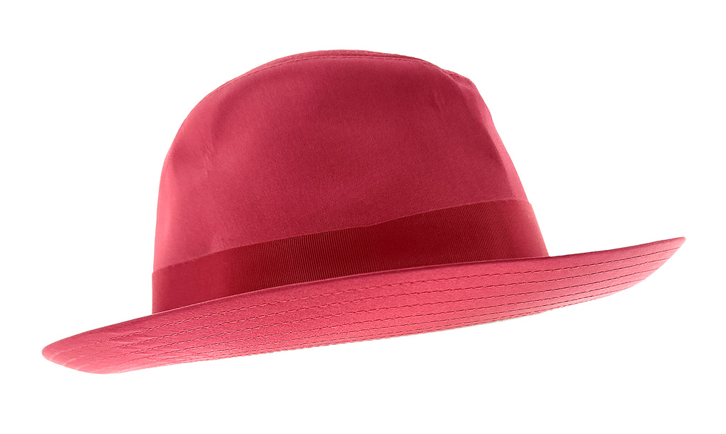 Dolce & Gabbana Pink Red Silk Blend Fedora Hat with Ribbon Detail-S