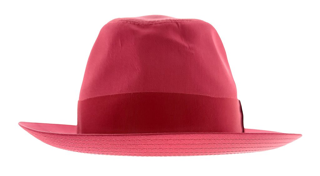 Dolce & Gabbana Pink Red Silk Blend Fedora Hat with Ribbon Detail-S