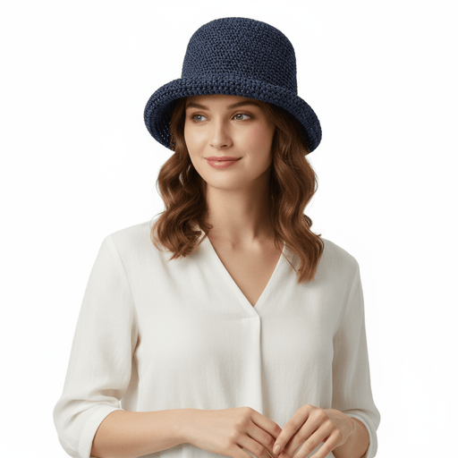 Dolce & Gabbana  Blue Woven Straw Bucket Hat - Chic Summer Beach Hat-S