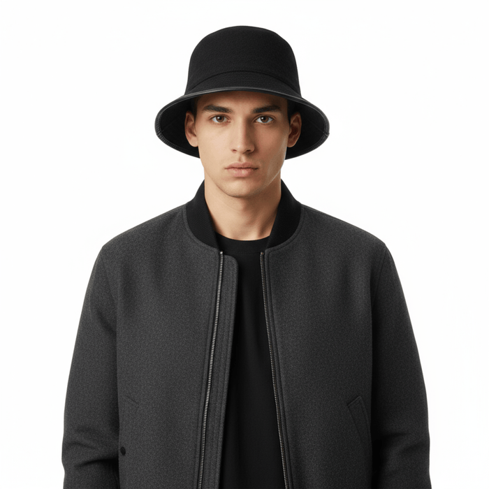 Dolce & Gabbana Charcoal Wool Blend Bucket Stitched Rim-Adult M