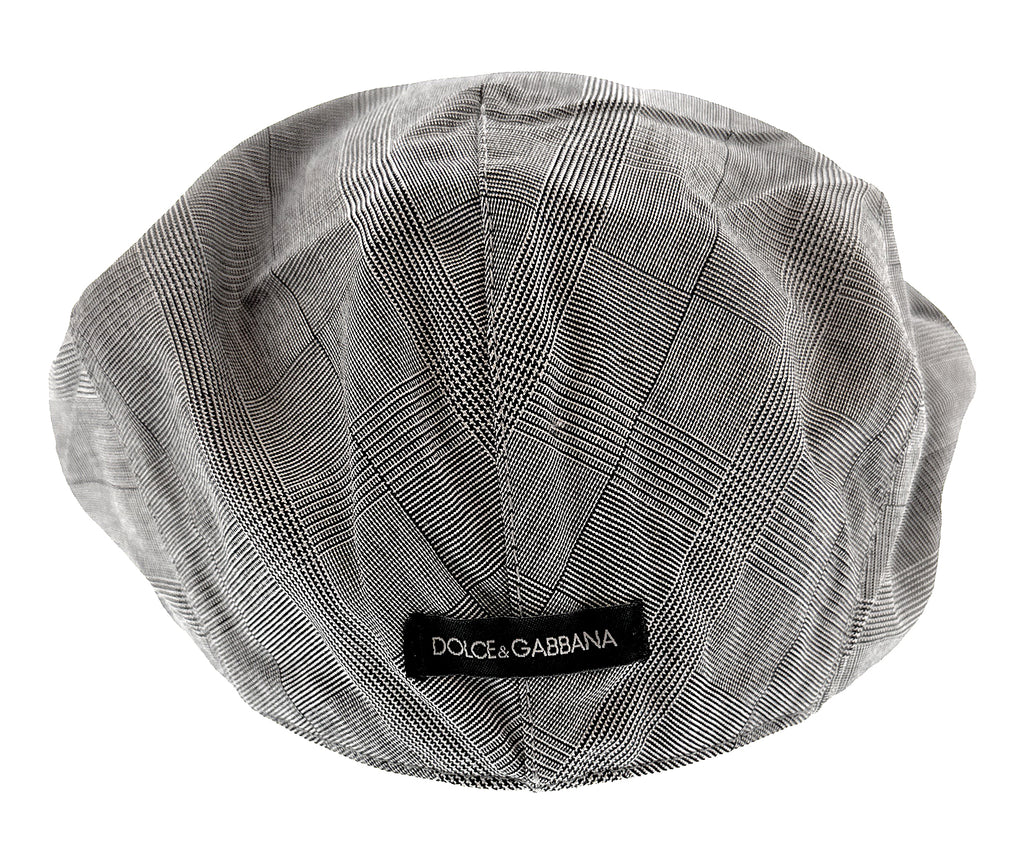 Dolce & Gabbana  Light Grey Fine Plaid Flat Cap-58