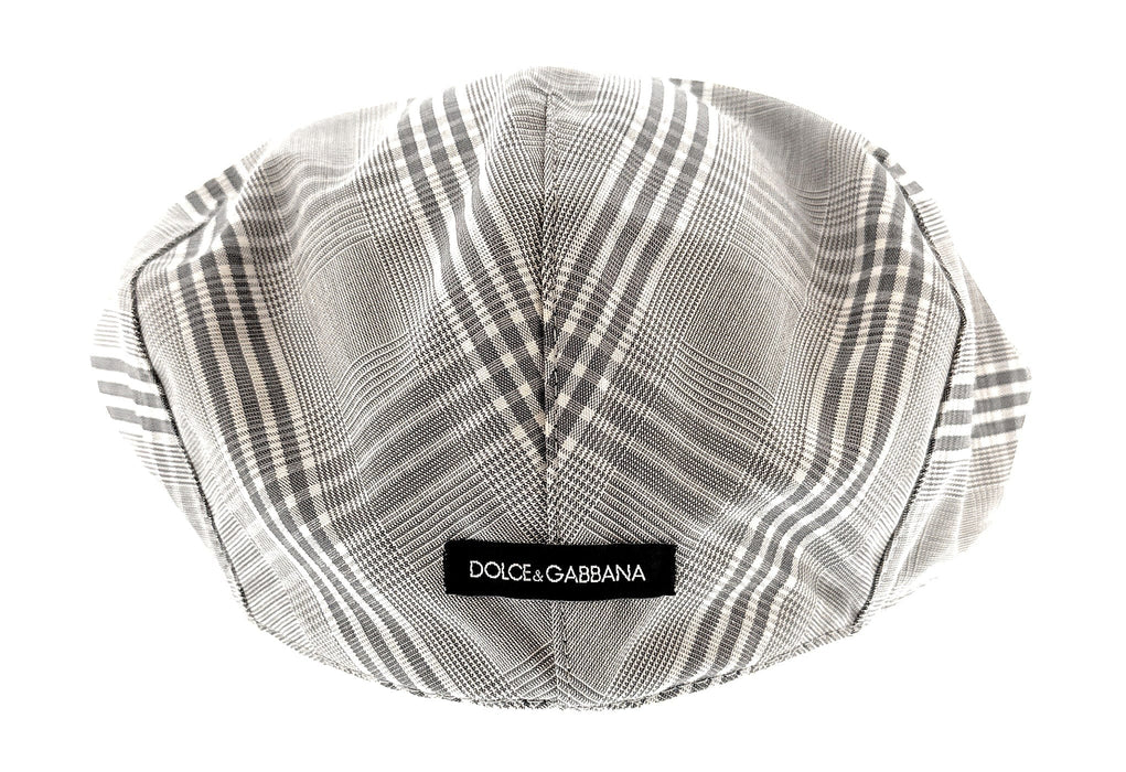Dolce & Gabbana Men’s Light Grey Large Plaid Flat Cap -Adult L