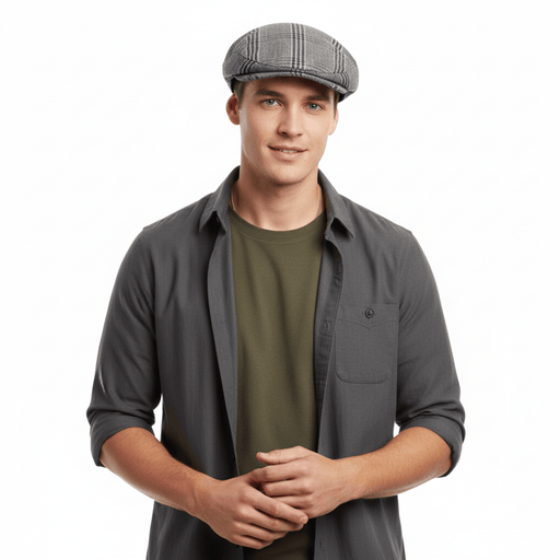 Dolce & Gabbana Men’s Light Grey Large Plaid Flat Cap -Adult L