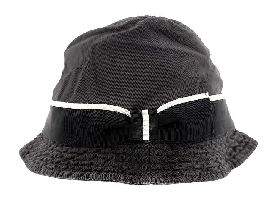 Dolce & Gabbana Men’s Black Pure Cotton Bucket Hat with Bow Band-Adult M