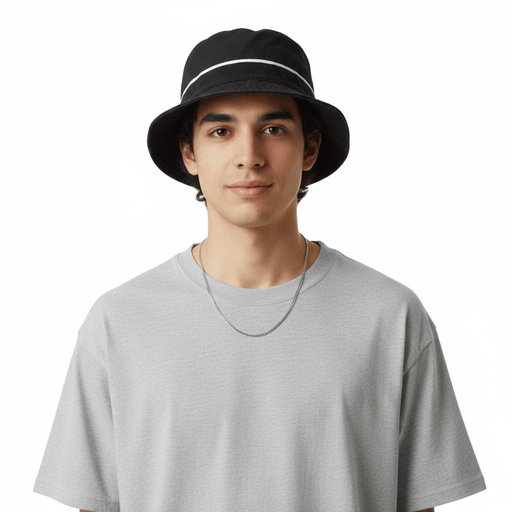 Dolce & Gabbana Men’s Black Pure Cotton Bucket Hat with Bow Band-Adult M