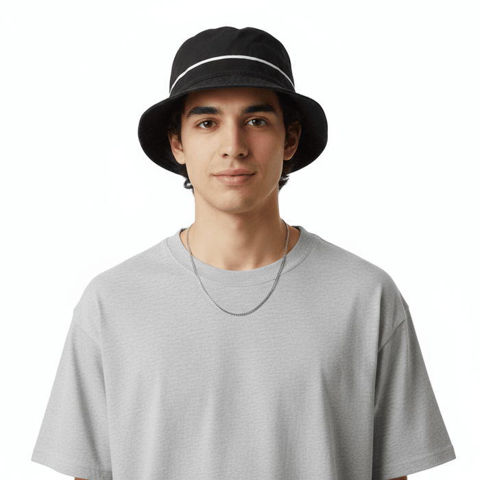 Dolce & Gabbana Men’s Black Pure Cotton Bucket Hat with Bow Band-Adult M