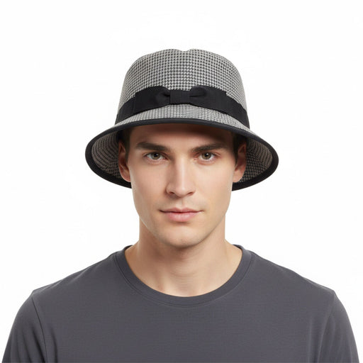 Dolce & Gabbana Men’s Light Grey Pure Cotton Bucket Hat with Bow Band