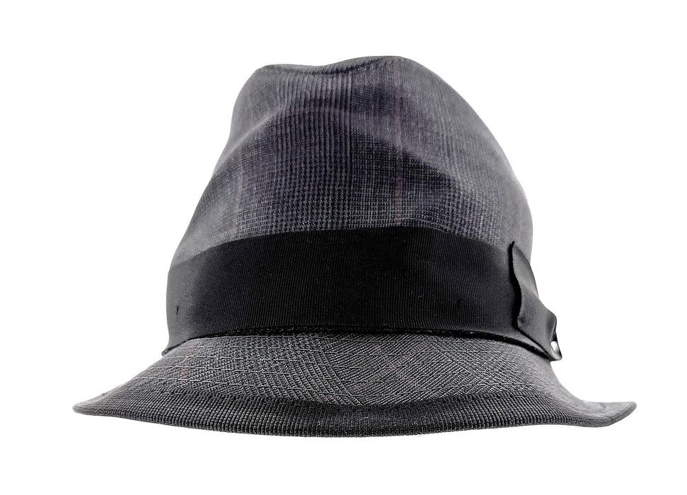 Dolce & Gabbana Men’s Grey Pure Cotton Plaid Bucket Hat with Bow Band-Adult M