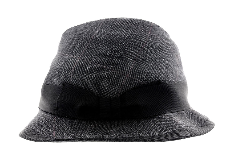 Dolce & Gabbana Men’s Grey Pure Cotton Plaid Bucket Hat with Bow Band-Adult M