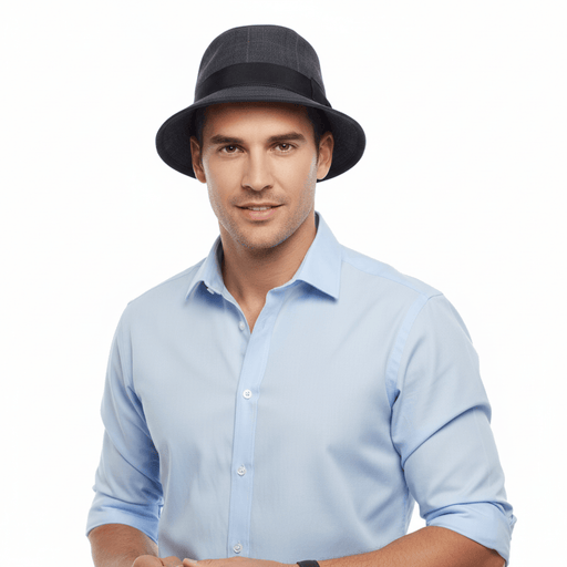 Dolce & Gabbana Men’s Grey Pure Cotton Plaid Bucket Hat with Bow Band-Adult M