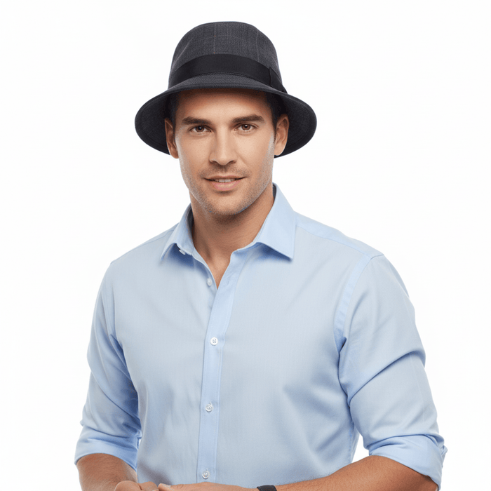 Dolce & Gabbana Men’s Grey Pure Cotton Plaid Bucket Hat with Bow Band-Adult M