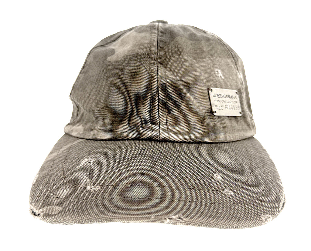 Dolce & Gabbana Men's Distressed Camouflage Baseball Cap - Vintage Style Cotton Hat-57