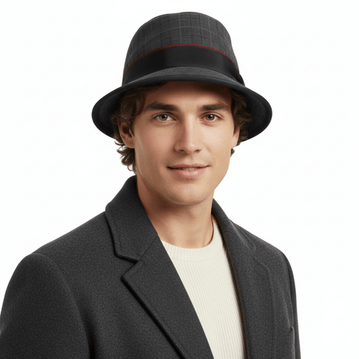 Dolce & Gabbana Men’s Grey Pure Wool Bucket Hat with Bow Band-Adult L