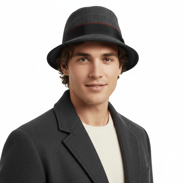 Dolce & Gabbana Men’s Grey Pure Wool Bucket Hat with Bow Band-Adult L